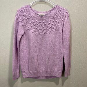 Loft lavender sweater popcorn cable knit